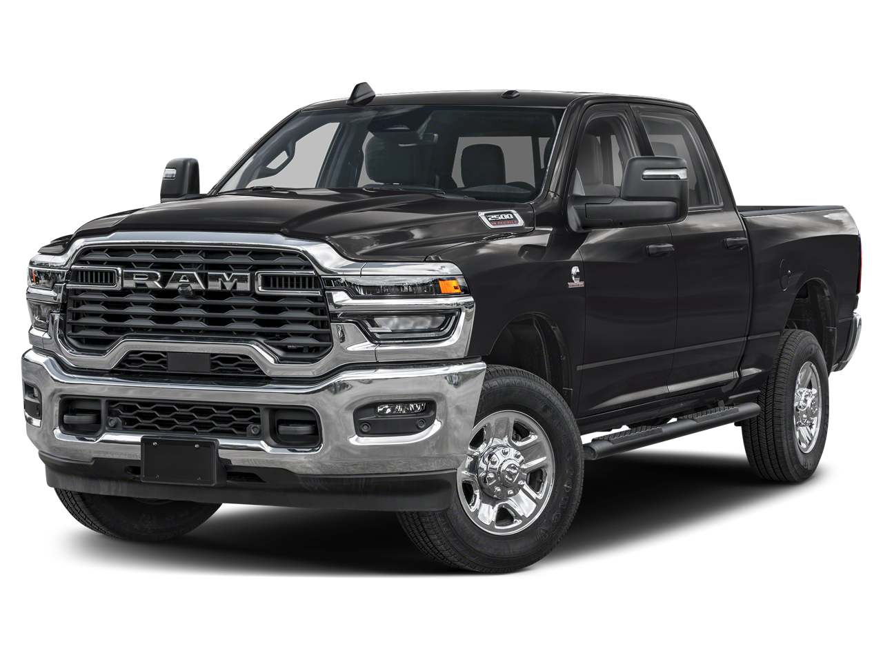 2026 RAM 2500 Tradesman in Diamond Black Crystal Pearlcoat — front three-quarter view