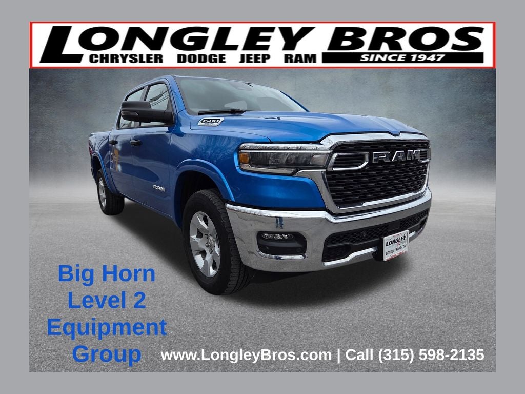 2025 RAM 1500 Big Horn/Lone Star in Hydro Blue Pearlcoat — front three-quarter view