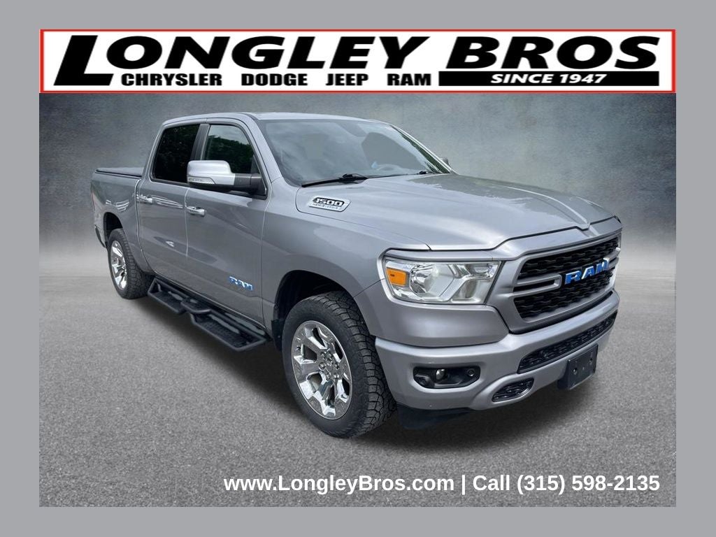 2022 RAM 1500 Big Horn/Lone Star in Billet Silver Metallic Clearcoat — front three-quarter view