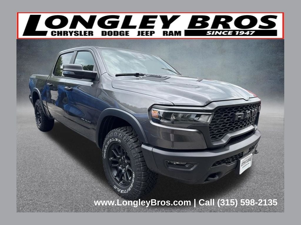 2026 RAM 1500 Rebel in Granite Crystal Metallic Clearcoat — front three-quarter view