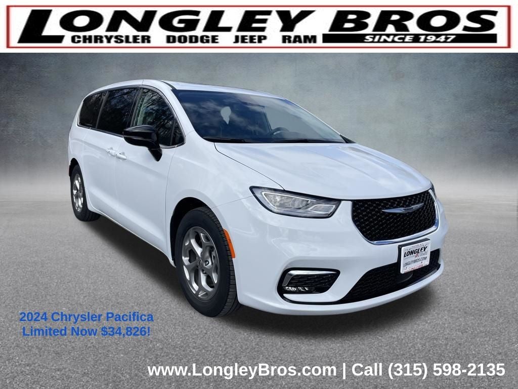 2024 Chrysler Pacifica Limited in Bright White Clearcoat — front three-quarter view