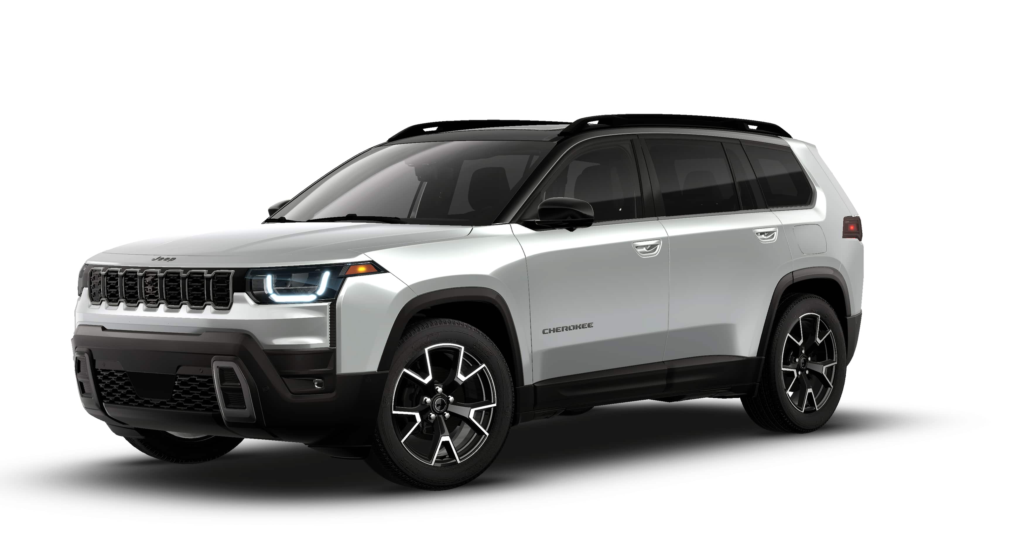 2026 Jeep Cherokee CHEROKEE OVERLAND 4X4 in Silver Zynith Clear-Coat Exterior Paint — front three-quarter view